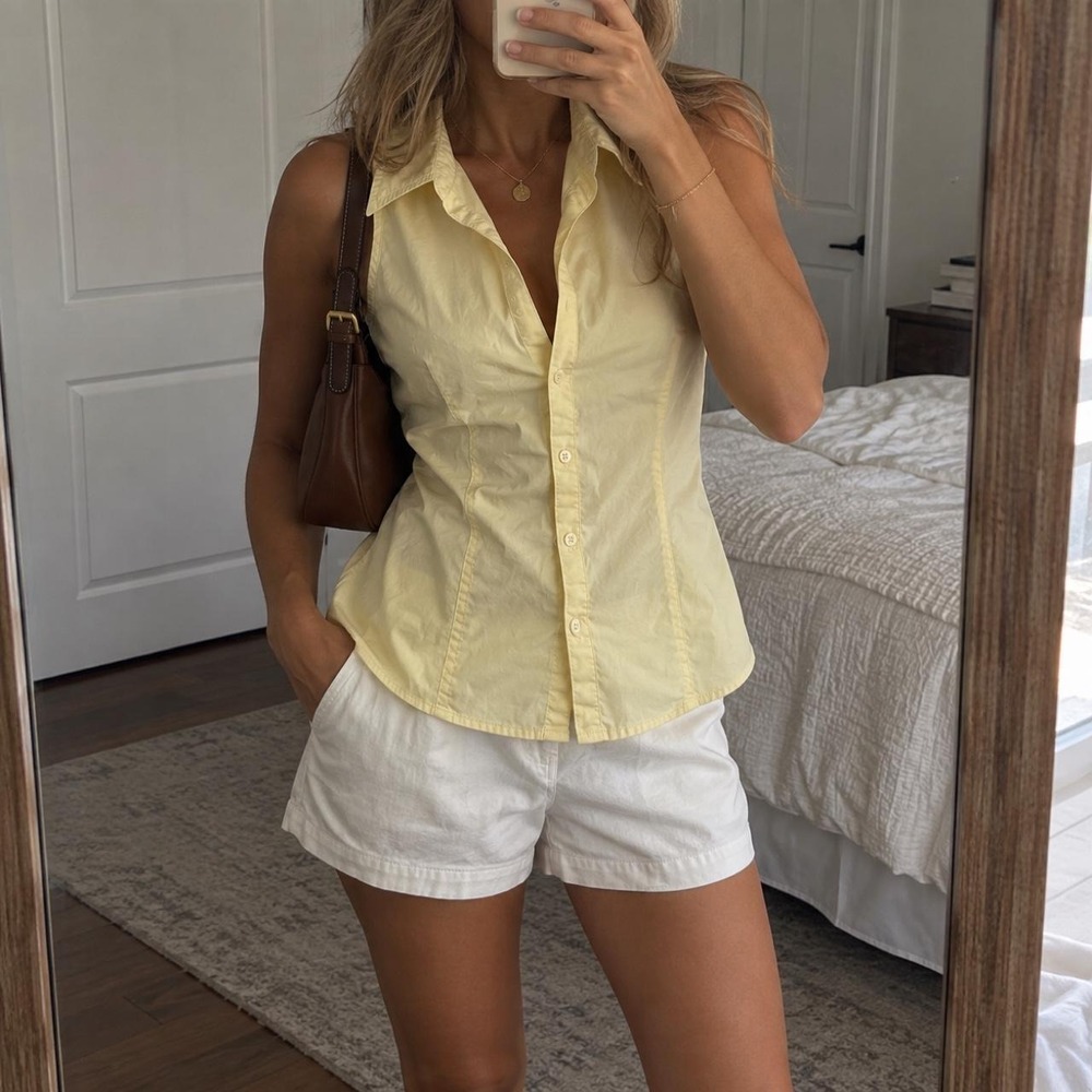 Yellow Button Up Top